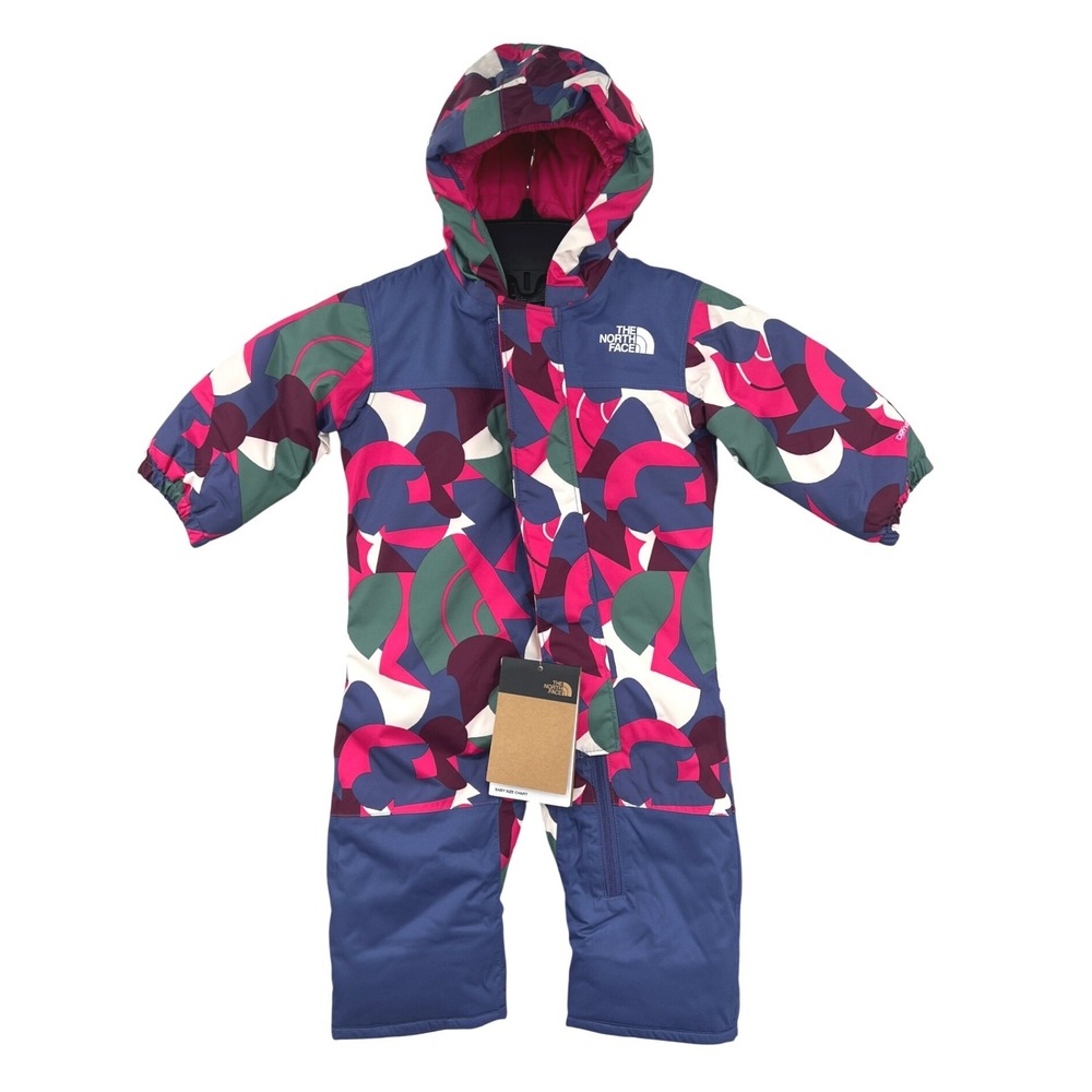 The North Face Baby Freedom Snow Suit Size 3-6M Pink Blue Abstract Insulated NWT